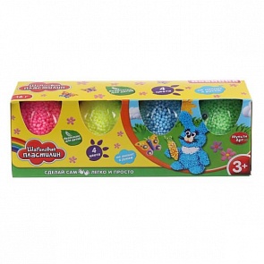 Набор шарикового крупнозернистого пластилина 4 цветов в яйцах, с глазками, не застывает (MultiArt, 1045S-4PD (96))